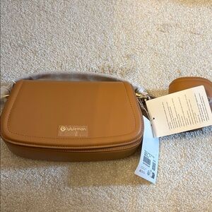 NWT Lululemon 'Cactus Leather' Alternative Mini Bag 1.2L, Chestnut brown/ gold